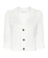 Tory Burch Cropped Cotton Cardigan In White