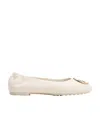 Tory Burch Logo Flat-soled Ballet Shoes In White