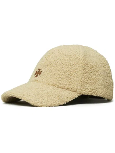 Tory Burch Logo Fleece Cap In Neutrals