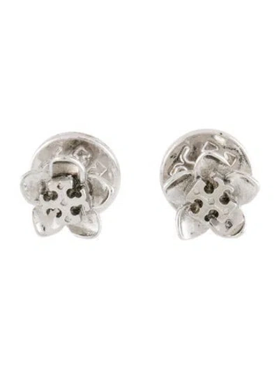 Pre-owned Tory Burch Logo Flower Stud Earrings In Multi