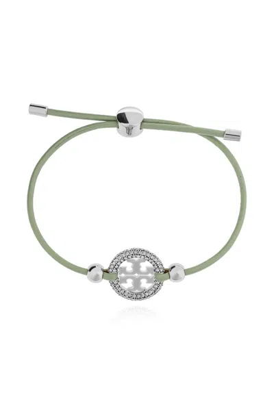 Tory Burch Miller Slider Leather Bracelet In Green