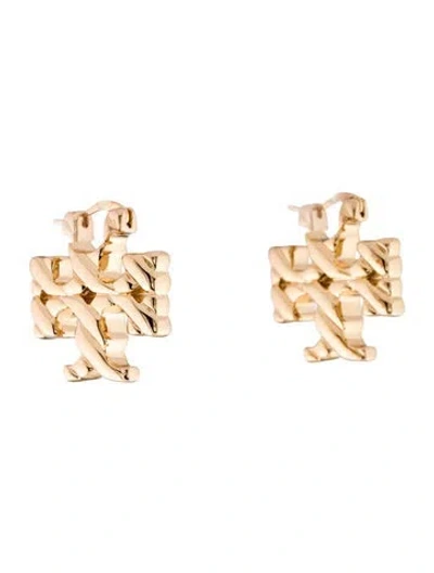 Pre-owned Tory Burch Logo Hoop Earrings In Multi