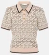 Tory Burch Monogram Jacquard Polo Top In Multicoloured