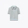 Tory Burch Logo Jacquard Polo Top In Multi