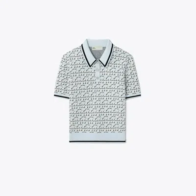 Tory Burch Logo Jacquard Polo Top In Multi