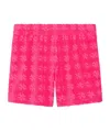 Tory Burch Logo Patterned Cotton Shorts With Elastic Waistband In Pink