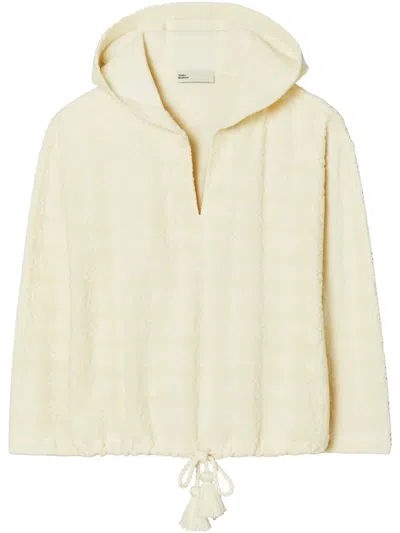 TORY BURCH LOGO-JACQUARD TERRY HOODIE