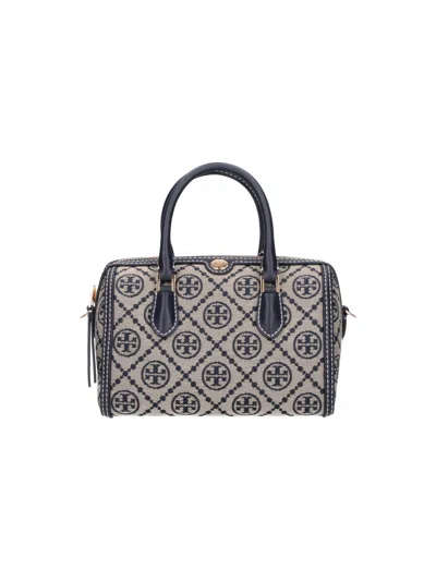Tory Burch Logo Jacquard Top-handle Satchel In Blue