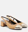 Tory Burch Logo Leather Slingback Pumps In Multicoloured