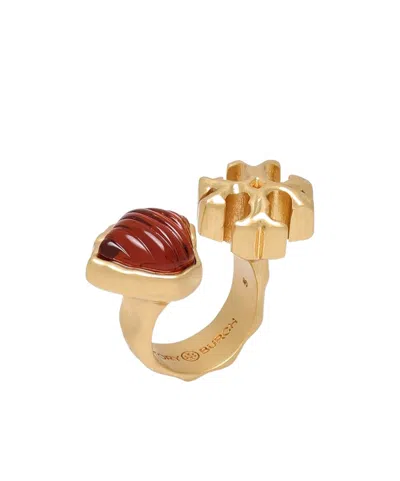 Tory Burch Logo Metallic Ring In Yellow