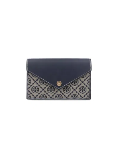 Tory Burch Logo Mini Wallet In Blue