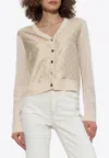 TORY BURCH LOGO MONOGRAM BUTTON-UP CARDIGAN