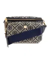 Tory Burch Logo-monogram Zipped Mini Bag In Blue