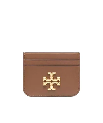 Tory Burch Logo-motif Leather Cardholder In Brown