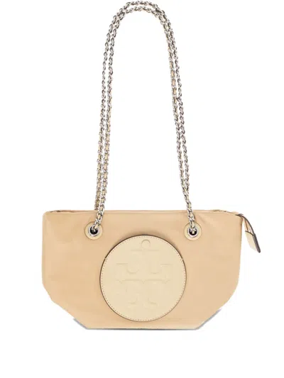 Tory Burch Logo-patch Chain Tote Bag In Neutral