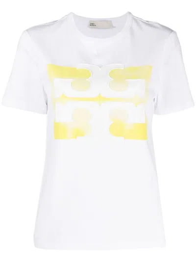 Tory Burch Logo-patch Cotton T-shirt In White
