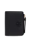 Tory Burch Logo-patch Leather Wallet In Black