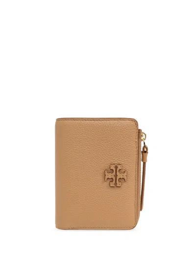Tory Burch Logo-patch Leather Wallet In Brown