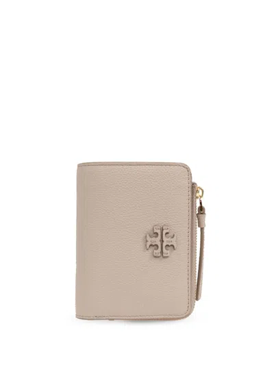 Tory Burch Logo-patch Leather Wallet In Neutrals