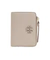 Tory Burch Leather Wallet With Logo In Nude