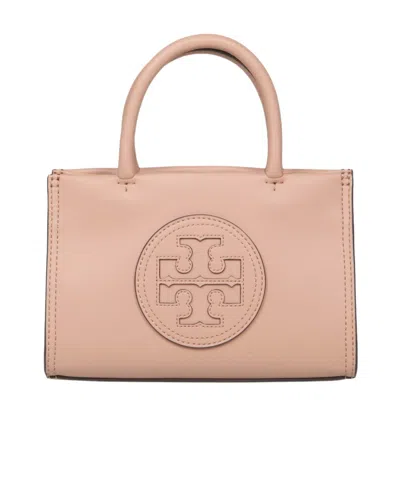 Tory Burch Ella Leather Bag With Front Logo In Pink
