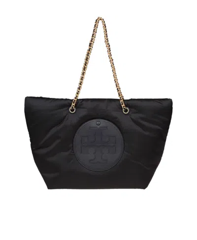 Tory Burch Logo Patch Padded Tote Bag In Black