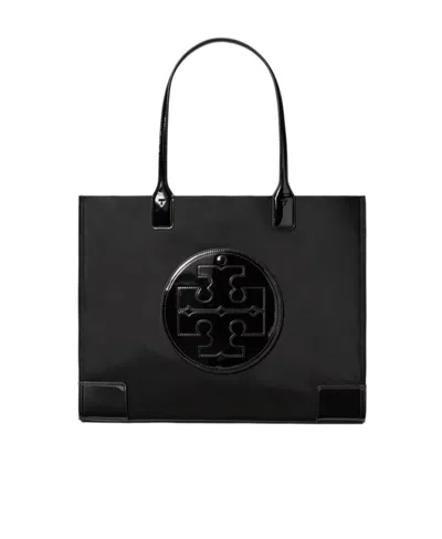 Tory Burch Logo-patch Tote Bag In Black