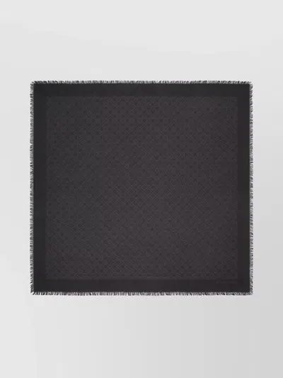 TORY BURCH LOGO PATTERN SCARF FRINGED EDGES