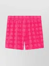 Tory Burch Logo Patterned Cotton Shorts With Elastic Waistband In Pink