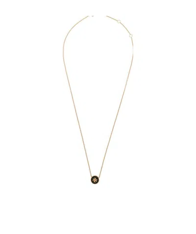 Tory Burch Logo Pendant Necklace In Black