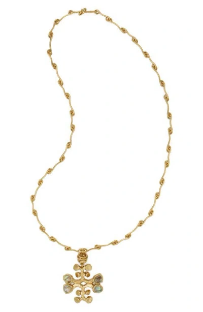 Tory Burch Logo Pendant Necklace In Gold
