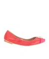 Tory Burch Logo Plaque Ballerina Shoes In Red