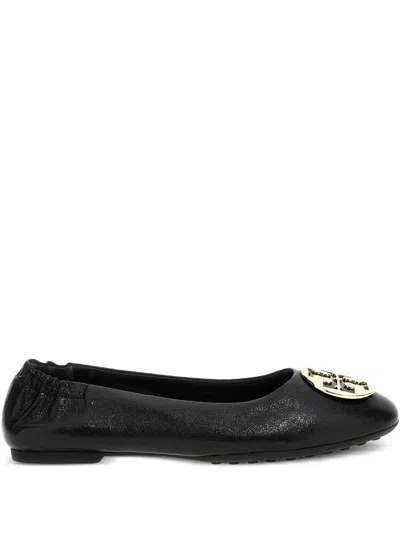 Tory Burch Leather Ballerinas With Metal Logo On The Front In Multi