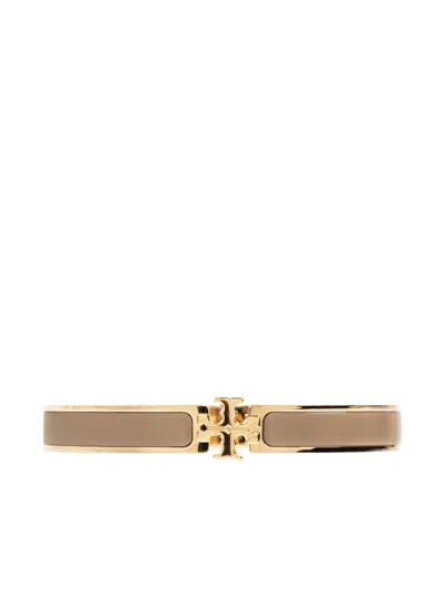 Tory Burch Logo-plaque Bracelet In Brown