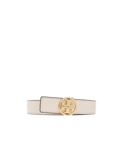 Tory Burch Logo-plaque Buckle Belt In White