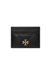 Tory Burch Kira Diamond Leather Card Case In Black