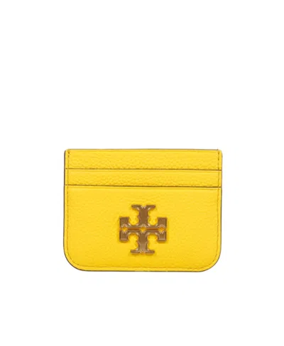 Tory Burch Logo Plaque Card Holder In Yellow