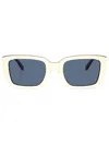 Tory Burch Logo-plaque Cat-eye Sunglasses In 194980 Ivory Red Blue Trilayer
