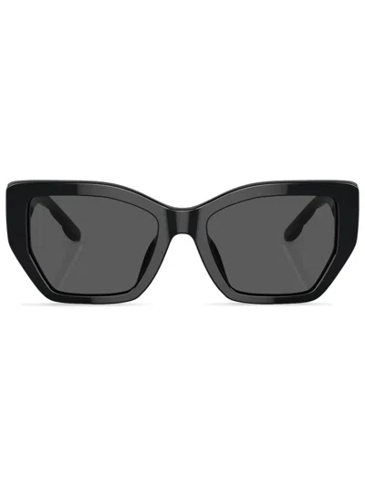 Tory Burch Logo-plaque Cat-eyesunglasses In Black