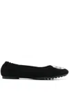 Tory Burch Suede Ballet Flats With Elasticated Back In Black