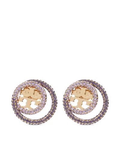 Tory Burch Logo-plaque Earrings In Gold