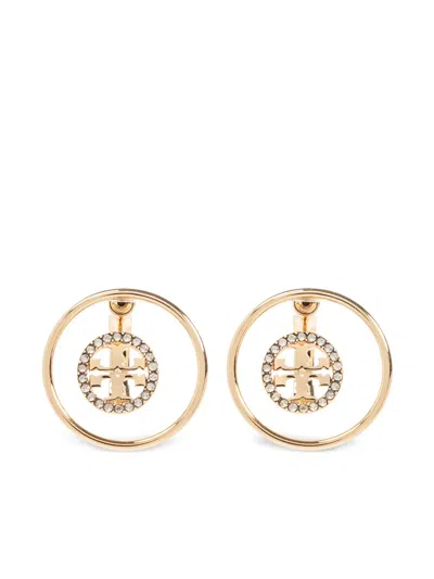 Tory Burch Logo-plaque Earrings In Gold