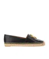Tory Burch Eleanor Leather Medallion Loafer Espadrilles In Black