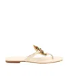 Tory Burch Logo-plaque Flat Sandals In Nude