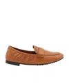 Tory Burch Almond Toe Leather Loafers With Scalloped Trim In Brown