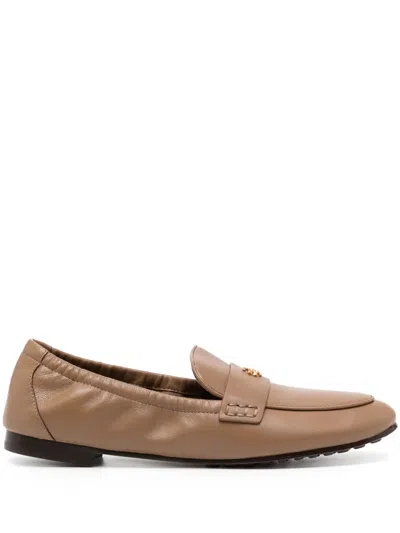 Tory Burch Logo Plaque Loafers In Brown