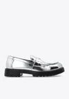 Tory Burch Metallic Medallion Classic Lug-sole Loafers In Silver