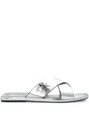 Tory Burch Logo-plaque Sandals In 银色