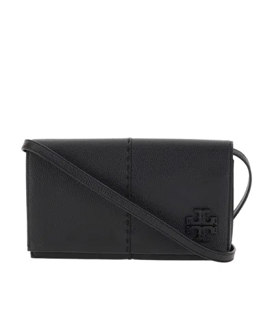 Tory Burch Logo Plaque Shoulder Bag In Black