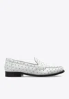 Tory Burch Logo Plaque Studded Classic Lug Loafers In White